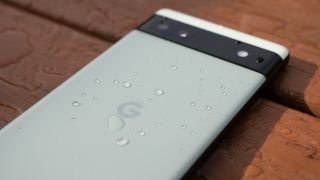 Water on the back of the Google Pixel 6a